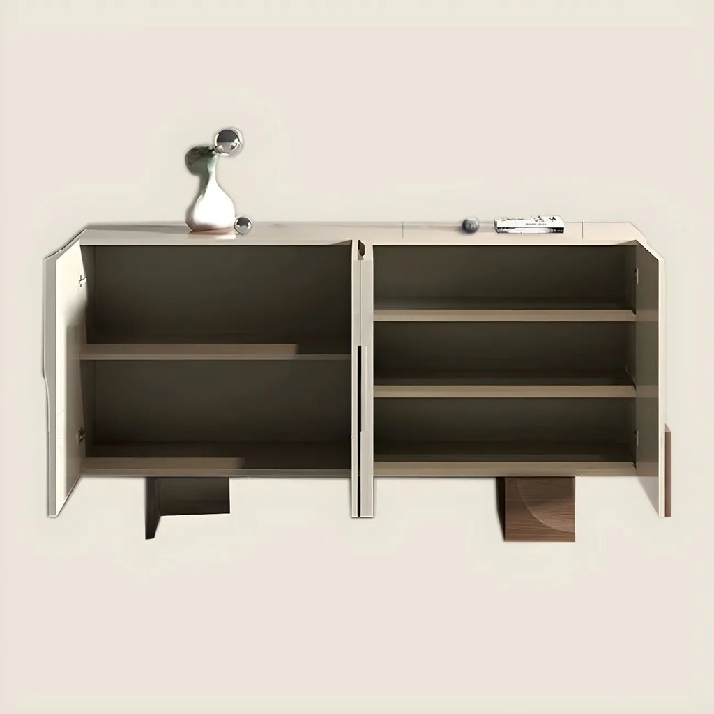 Artistic Cream Solid Wood Shoe Storage Cabinet