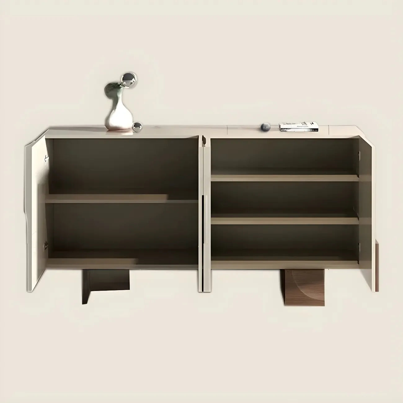 Artistic Cream Solid Wood Shoe Storage Cabinet
