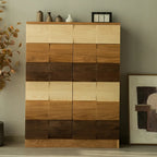 Scandinavian Brown Solid Wood Shoe Cabinet for Entryway