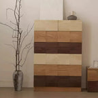 Scandinavian Brown Solid Wood Shoe Cabinet for Entryway