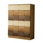 Scandinavian Brown Solid Wood Shoe Cabinet for Entryway