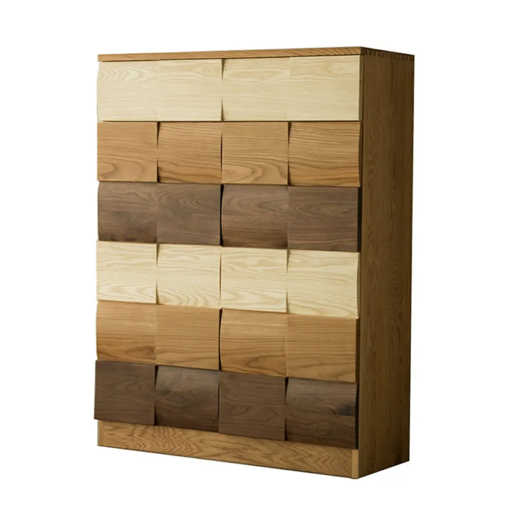 Scandinavian Brown Solid Wood Shoe Cabinet for Entryway