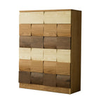 Scandinavian Brown Solid Wood Shoe Cabinet for Entryway