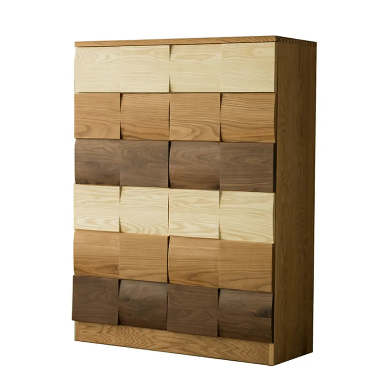 Scandinavian Brown Solid Wood Shoe Cabinet for Entryway