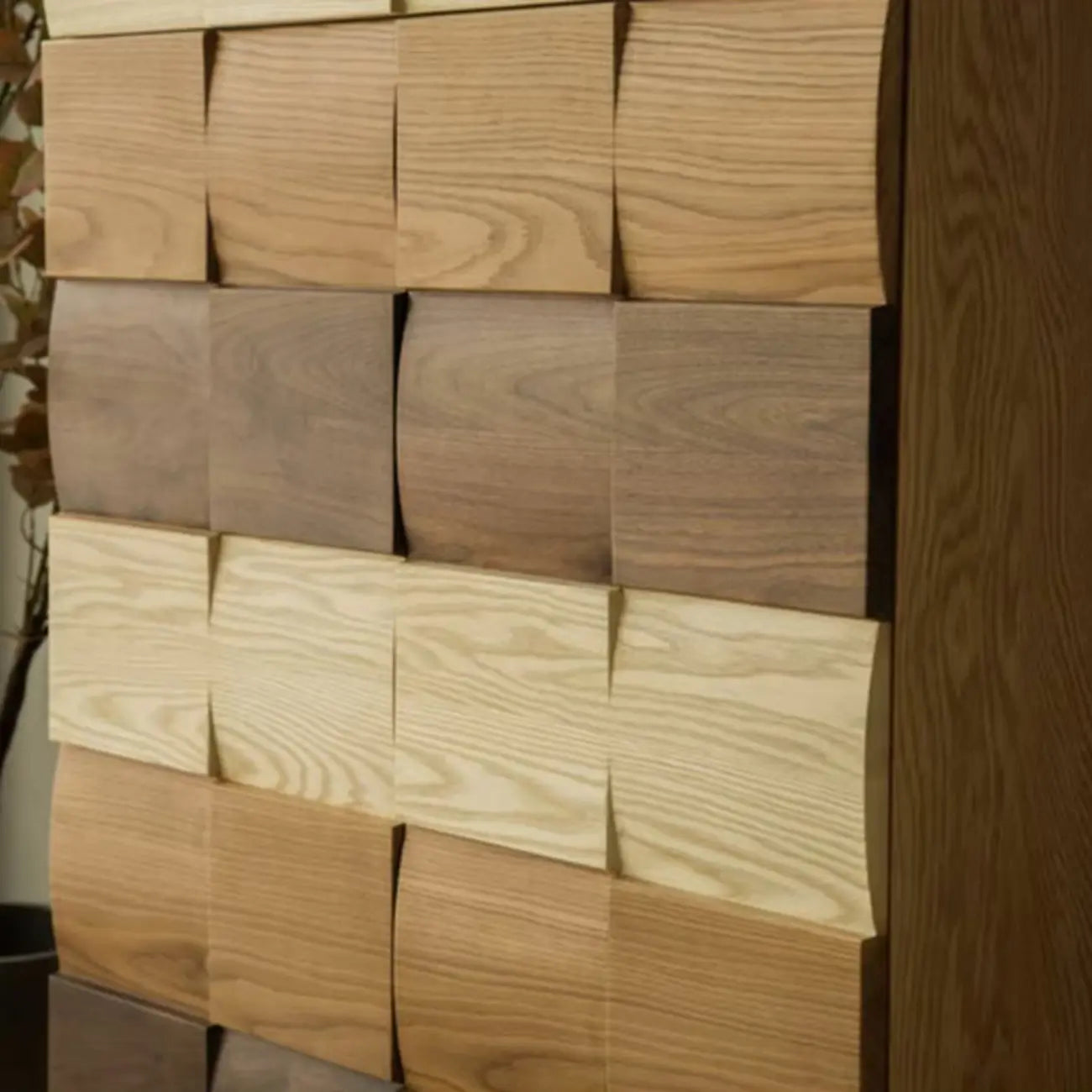 Scandinavian Brown Solid Wood Shoe Cabinet for Entryway