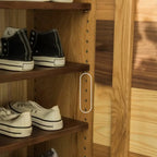 Scandinavian Brown Solid Wood Shoe Cabinet for Entryway