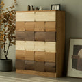 Scandinavian Brown Solid Wood Shoe Cabinet for Entryway
