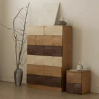 Scandinavian Brown Solid Wood Shoe Cabinet for Entryway