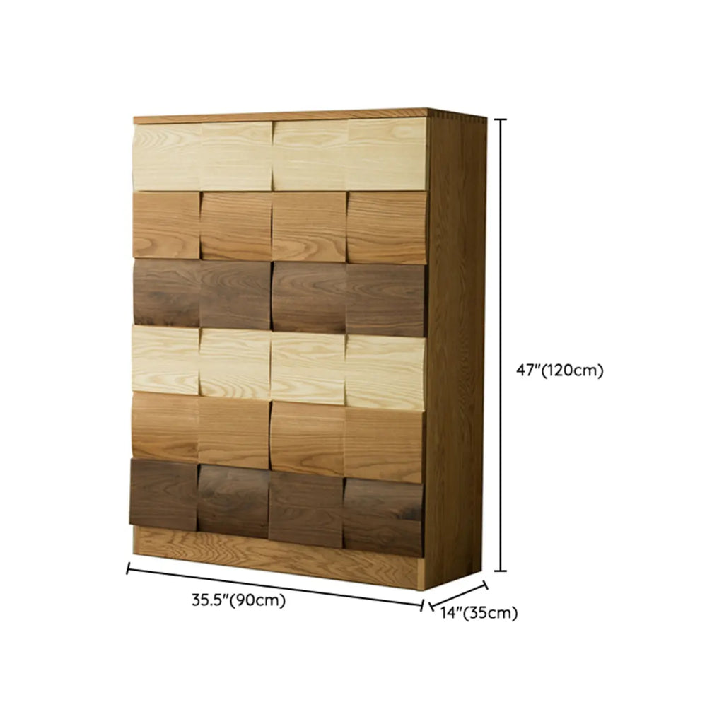 Scandinavian Brown Solid Wood Shoe Cabinet for Entryway