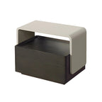 Rectangular Black Wood Open Drawer Storage Nightstand
