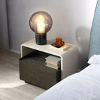 Rectangular Black Wood Open Drawer Storage Nightstand