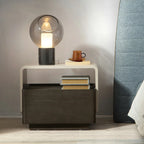 Rectangular Black Wood Open Drawer Storage Nightstand