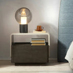Rectangular Black Wood Open Drawer Storage Nightstand