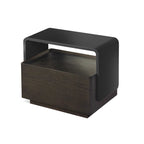 Rectangular Black Wood Open Drawer Storage Nightstand