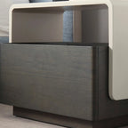 Rectangular Black Wood Open Drawer Storage Nightstand