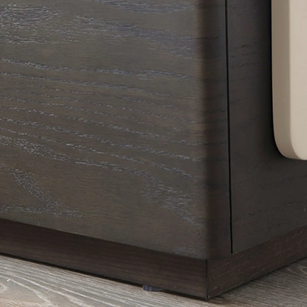 Rectangular Black Wood Open Drawer Storage Nightstand