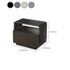 Rectangular Black Wood Open Drawer Storage Nightstand