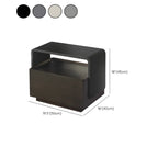 Rectangular Black Wood Open Drawer Storage Nightstand