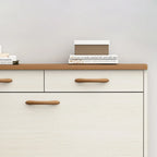 Narrow Beige Solid Wood Drop Front Shoe Cabinet