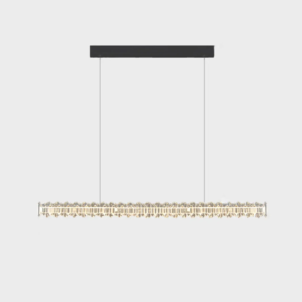 Linear Crystal Island Pendant Light Dimmable LED for Kitchen