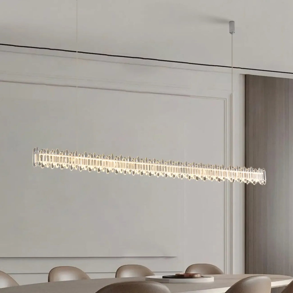Linear Crystal Island Pendant Light Dimmable LED for Kitchen