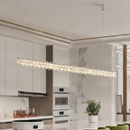 Linear Crystal Island Pendant Light Dimmable LED for Kitchen