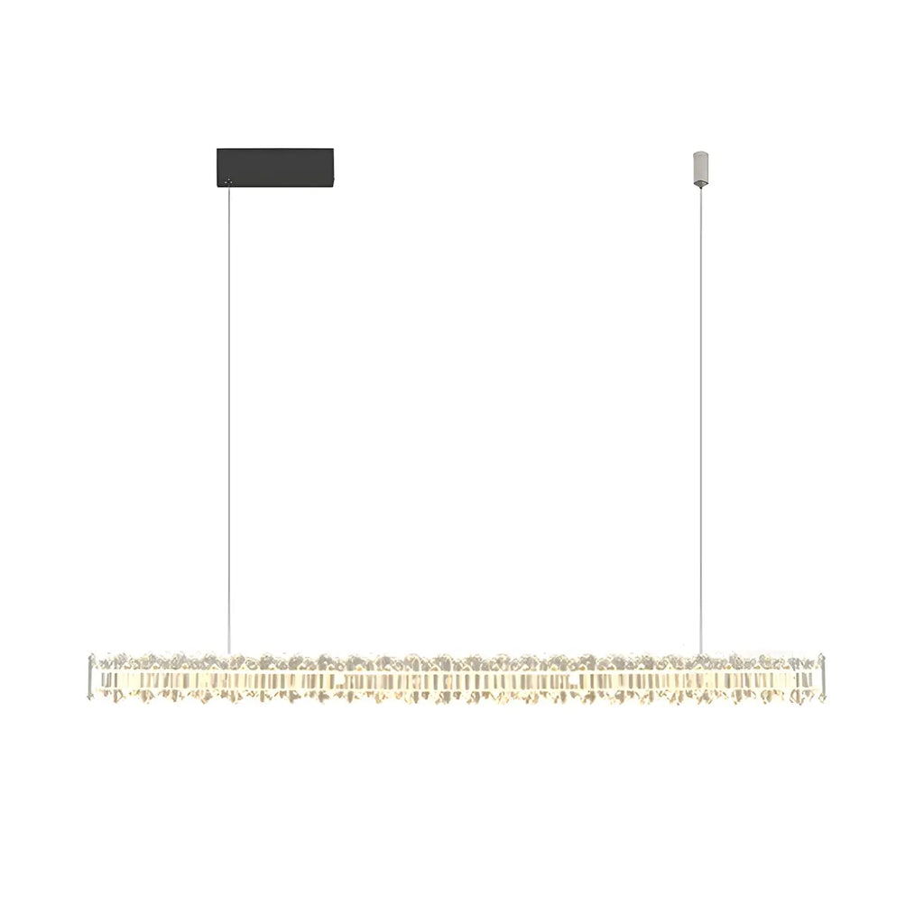 Linear Crystal Island Pendant Light Dimmable LED for Kitchen