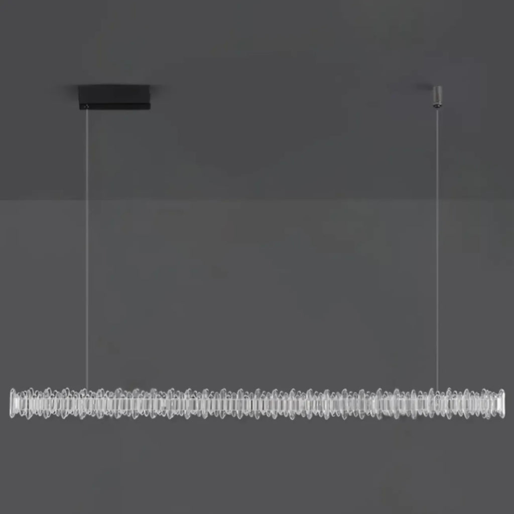 Linear Crystal Island Pendant Light Dimmable LED for Kitchen