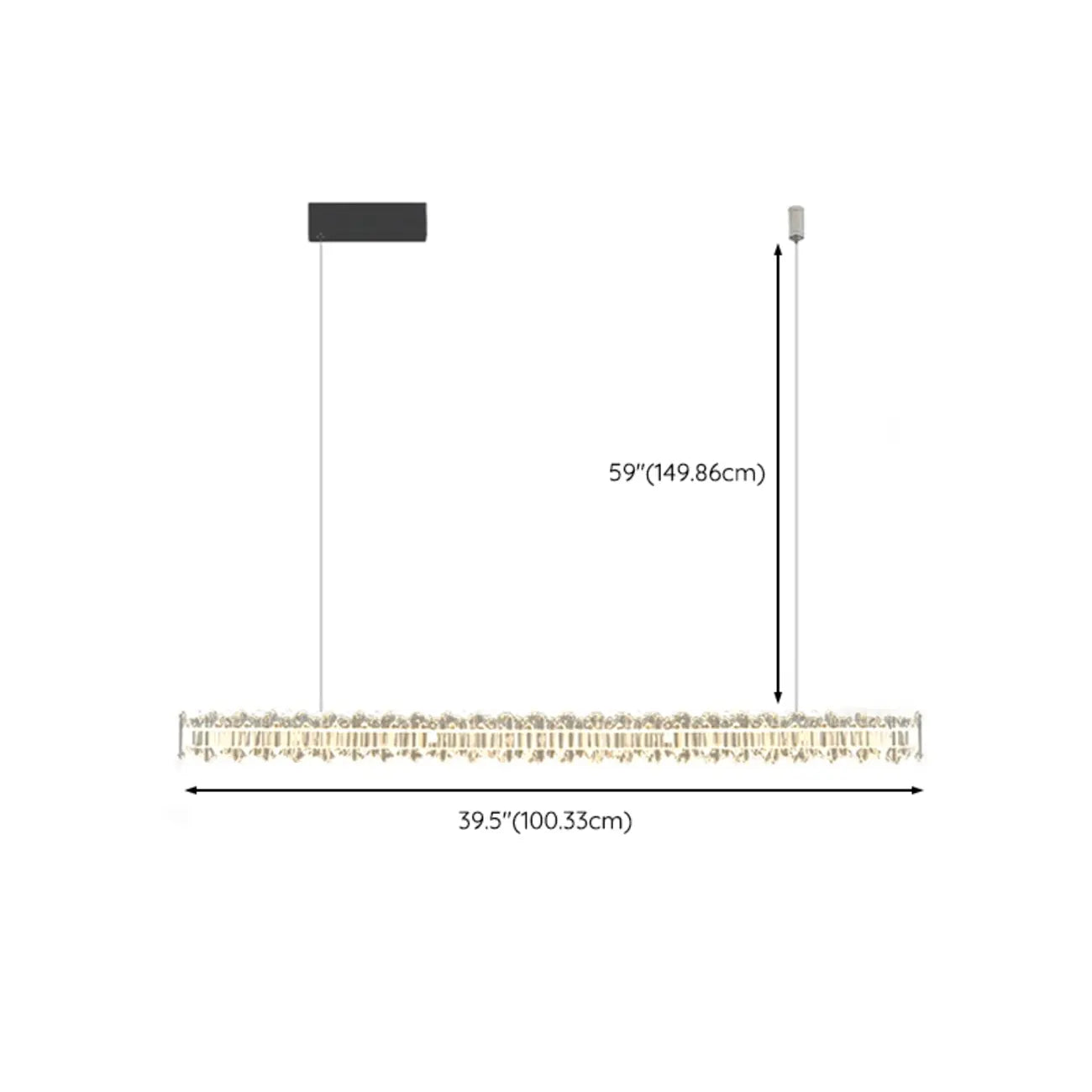 Linear Crystal Island Pendant Light Dimmable LED for Kitchen