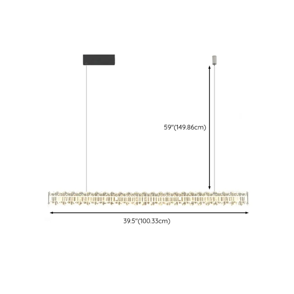 Linear Crystal Island Pendant Light Dimmable LED for Kitchen