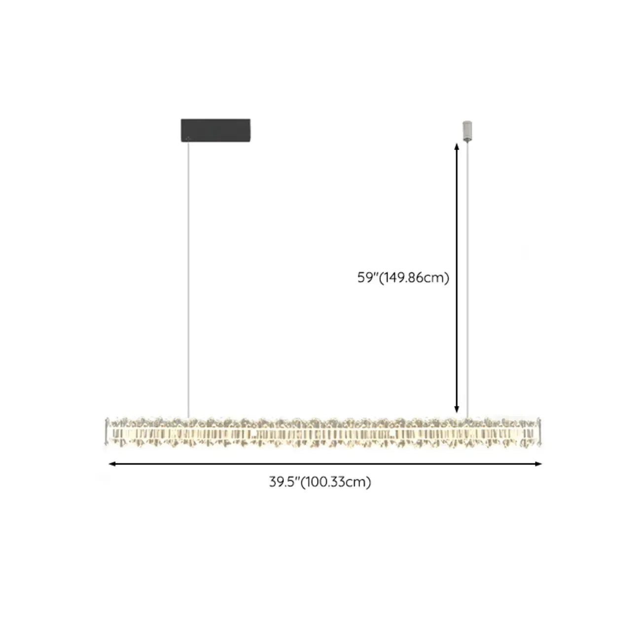 Linear Crystal Island Pendant Light Dimmable LED for Kitchen