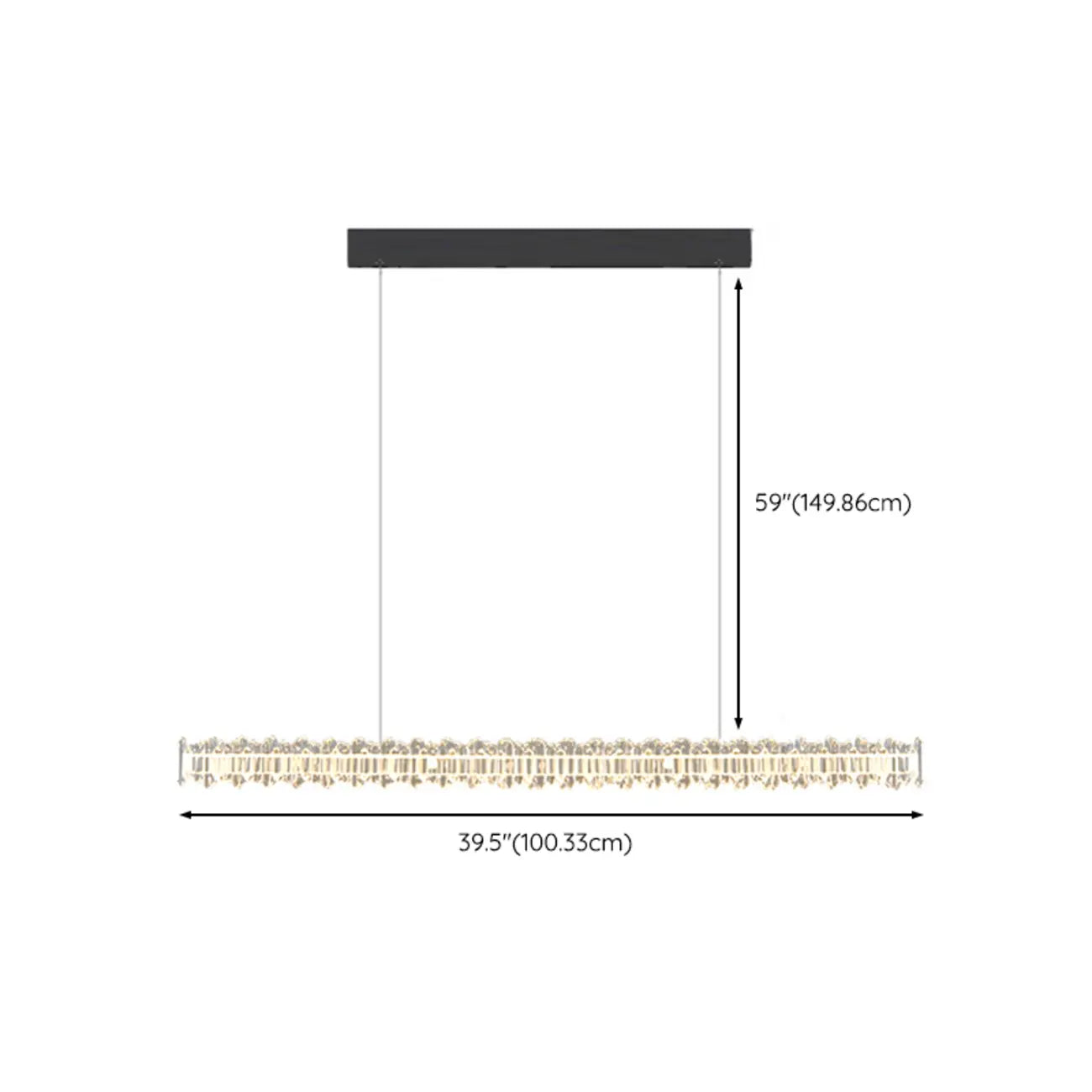 Linear Crystal Island Pendant Light Dimmable LED for Kitchen