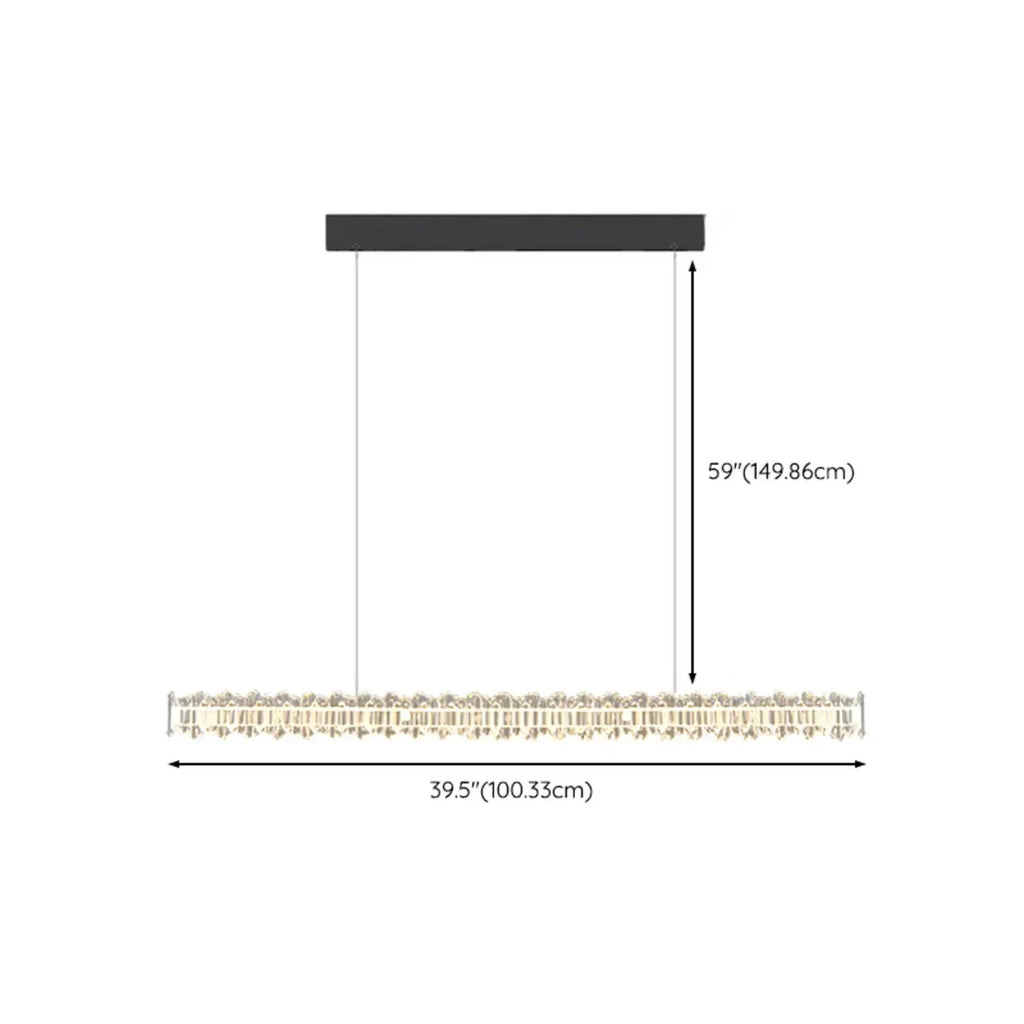 Linear Crystal Island Pendant Light Dimmable LED for Kitchen