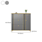 Large Entryway Grey Wooden Shoe Storage with Gold Trim