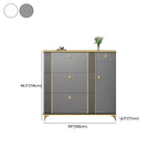 Large Entryway Grey Wooden Shoe Storage with Gold Trim