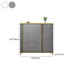 Large Entryway Grey Wooden Shoe Storage with Gold Trim