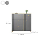Large Entryway Grey Wooden Shoe Storage with Gold Trim