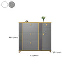 Large Entryway Grey Wooden Shoe Storage with Gold Trim