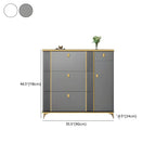 Large Entryway Grey Wooden Shoe Storage with Gold Trim