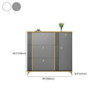 Large Entryway Grey Wooden Shoe Storage with Gold Trim