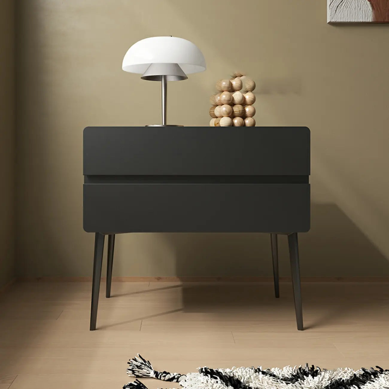 Scandinavian Pine Wood Leggy 2-Drawer Nightstand