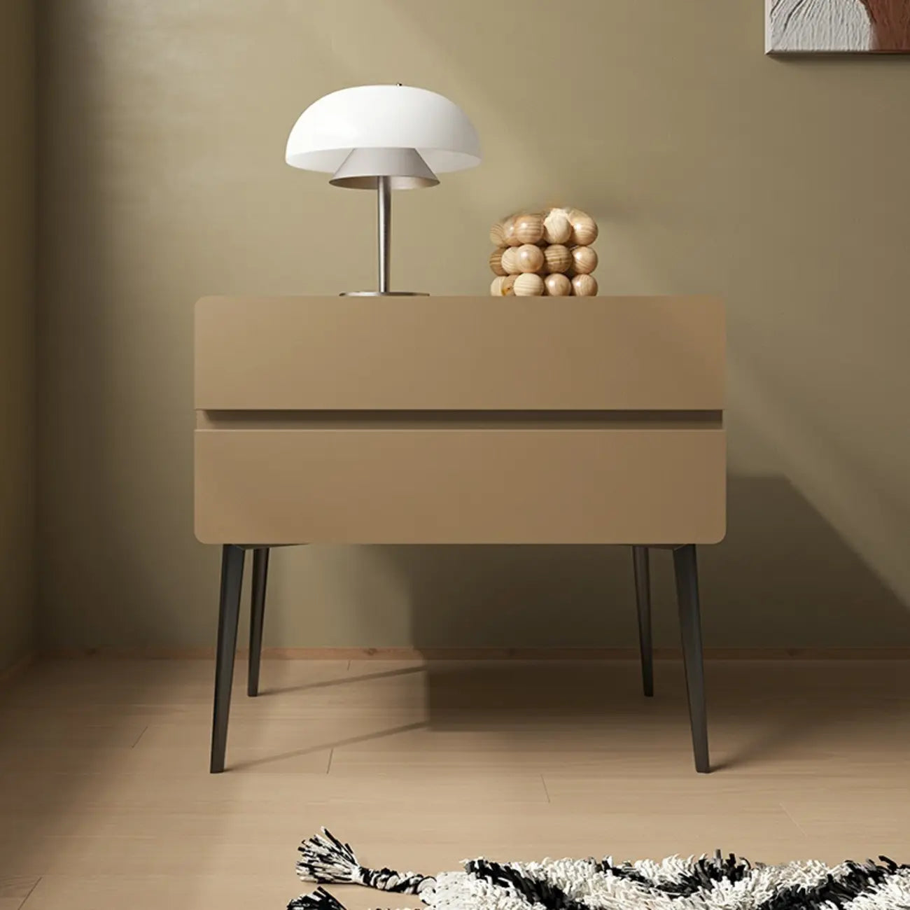 Scandinavian Pine Wood Leggy 2-Drawer Nightstand