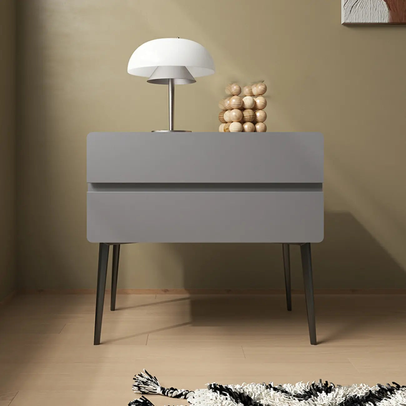 Scandinavian Pine Wood Leggy 2-Drawer Nightstand