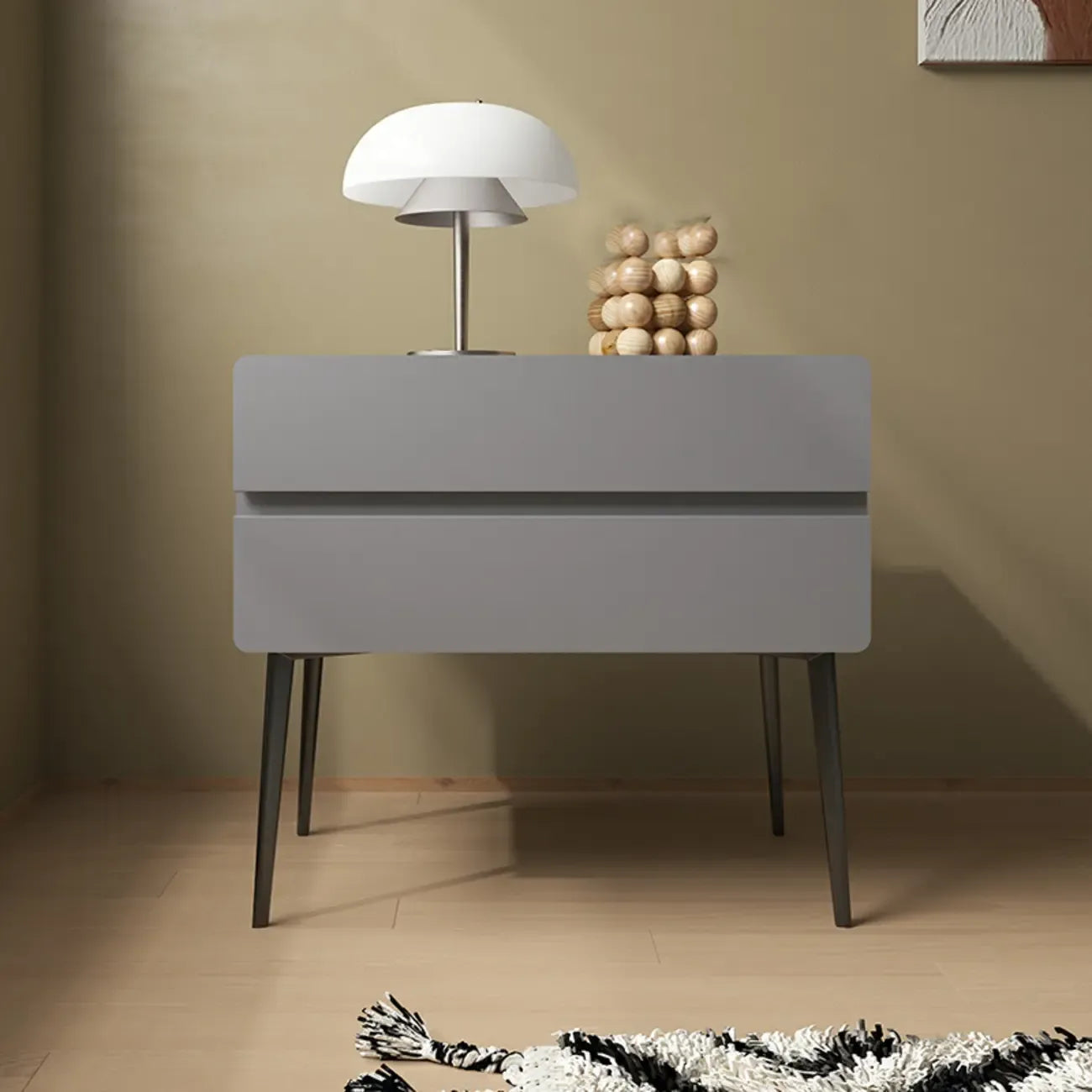 Scandinavian Pine Wood Leggy 2-Drawer Nightstand