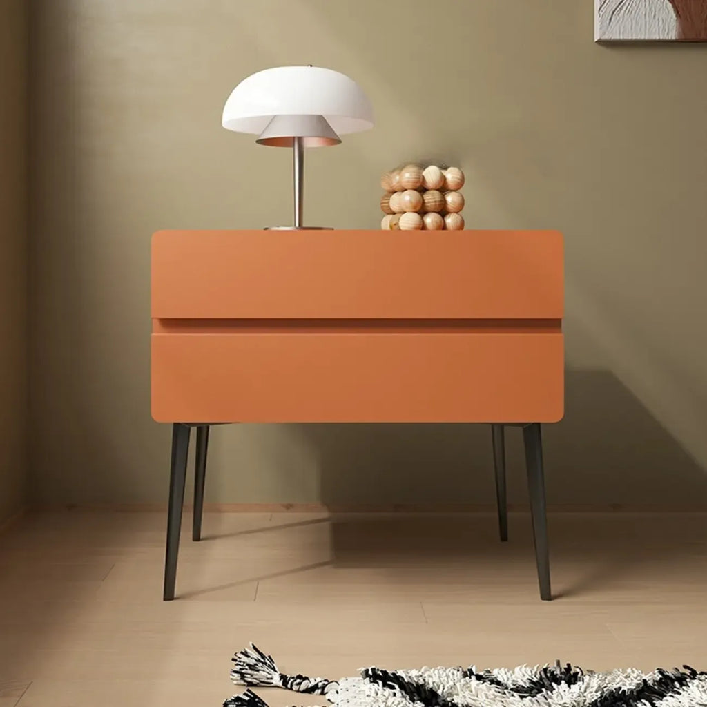 Scandinavian Pine Wood Leggy 2-Drawer Nightstand