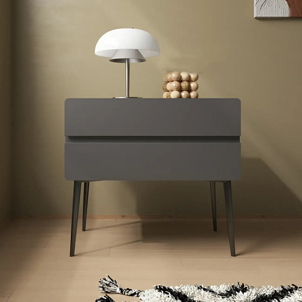 Scandinavian Pine Wood Leggy 2-Drawer Nightstand