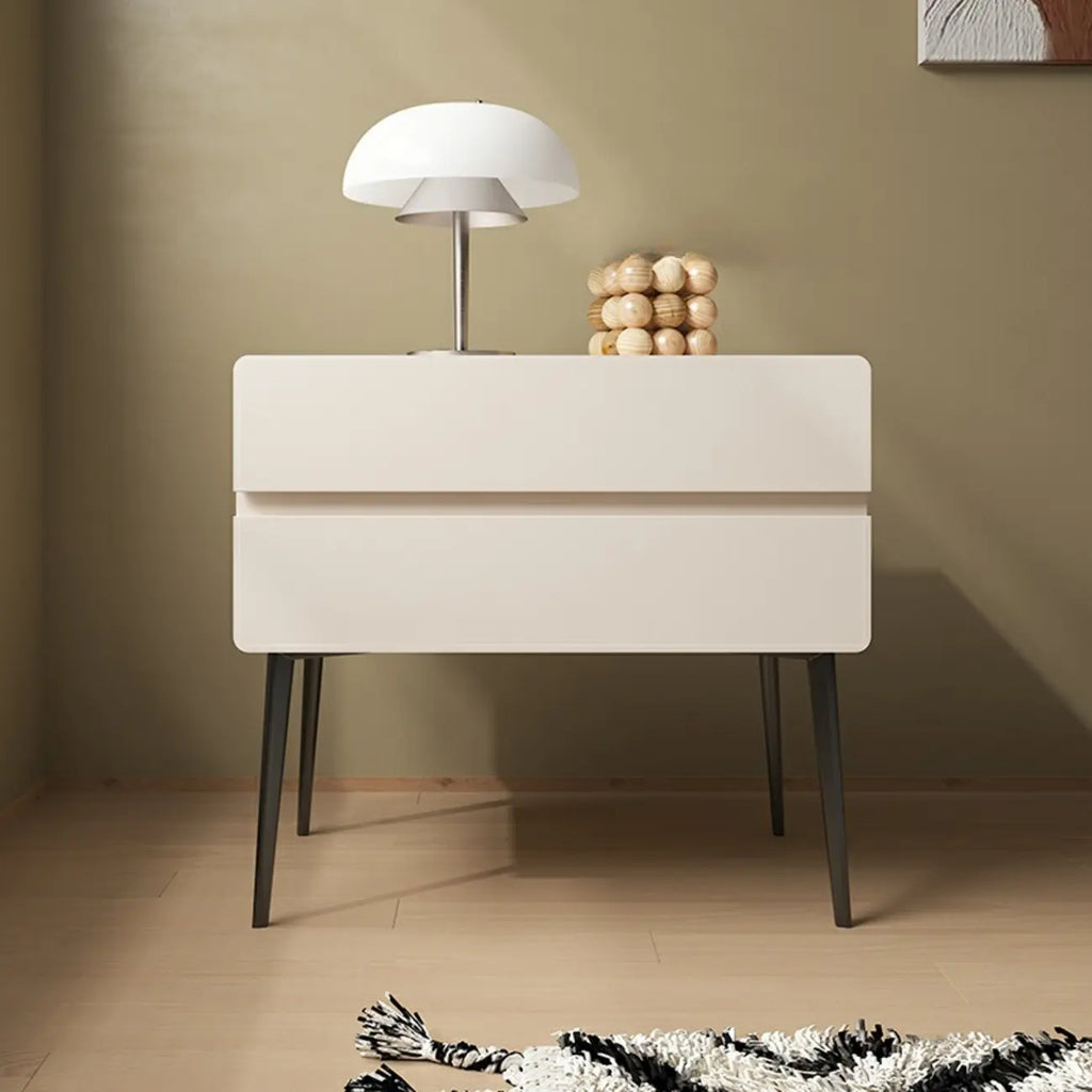 Scandinavian Pine Wood Leggy 2-Drawer Nightstand