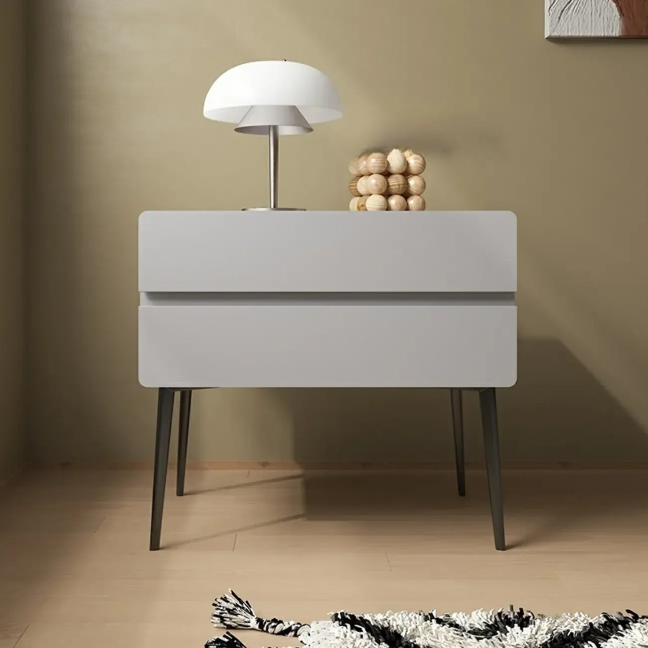 Scandinavian Pine Wood Leggy 2-Drawer Nightstand