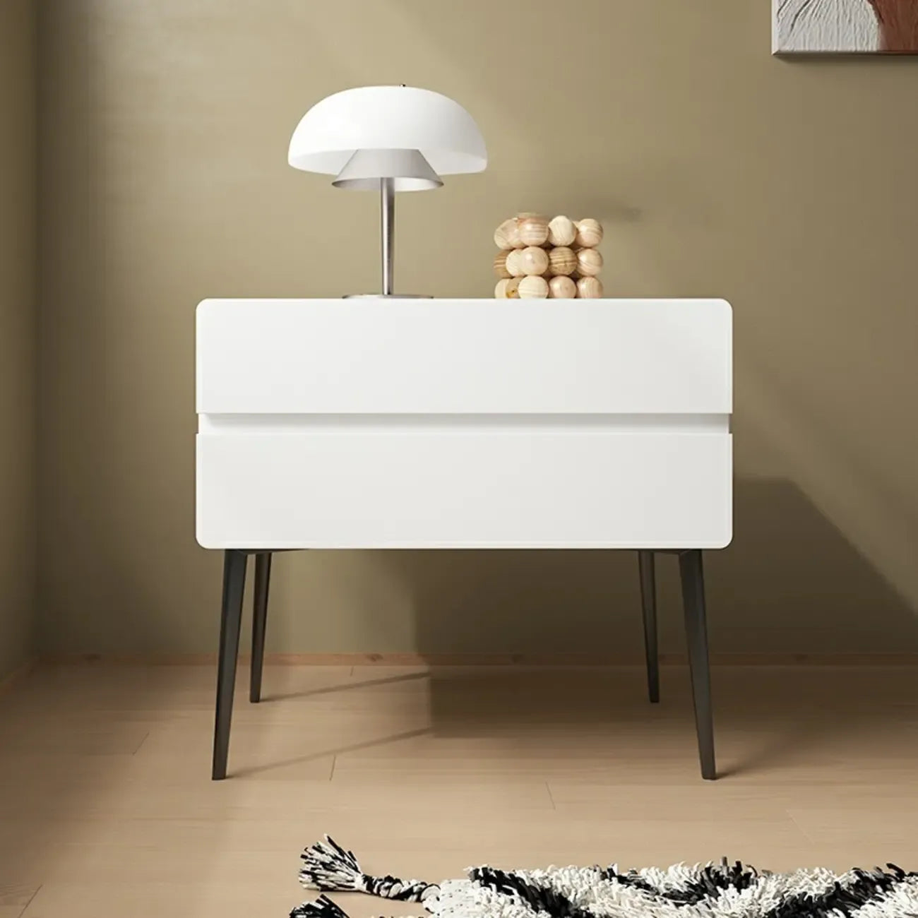 Scandinavian Pine Wood Leggy 2-Drawer Nightstand