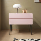 Scandinavian Pine Wood Leggy 2-Drawer Nightstand